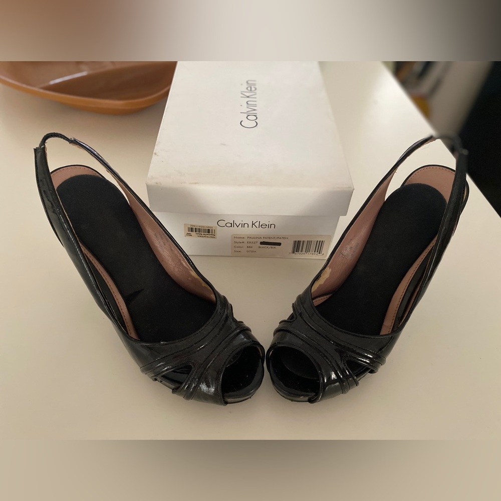 Black Patent leather Calvin Klein heels size 7.5.